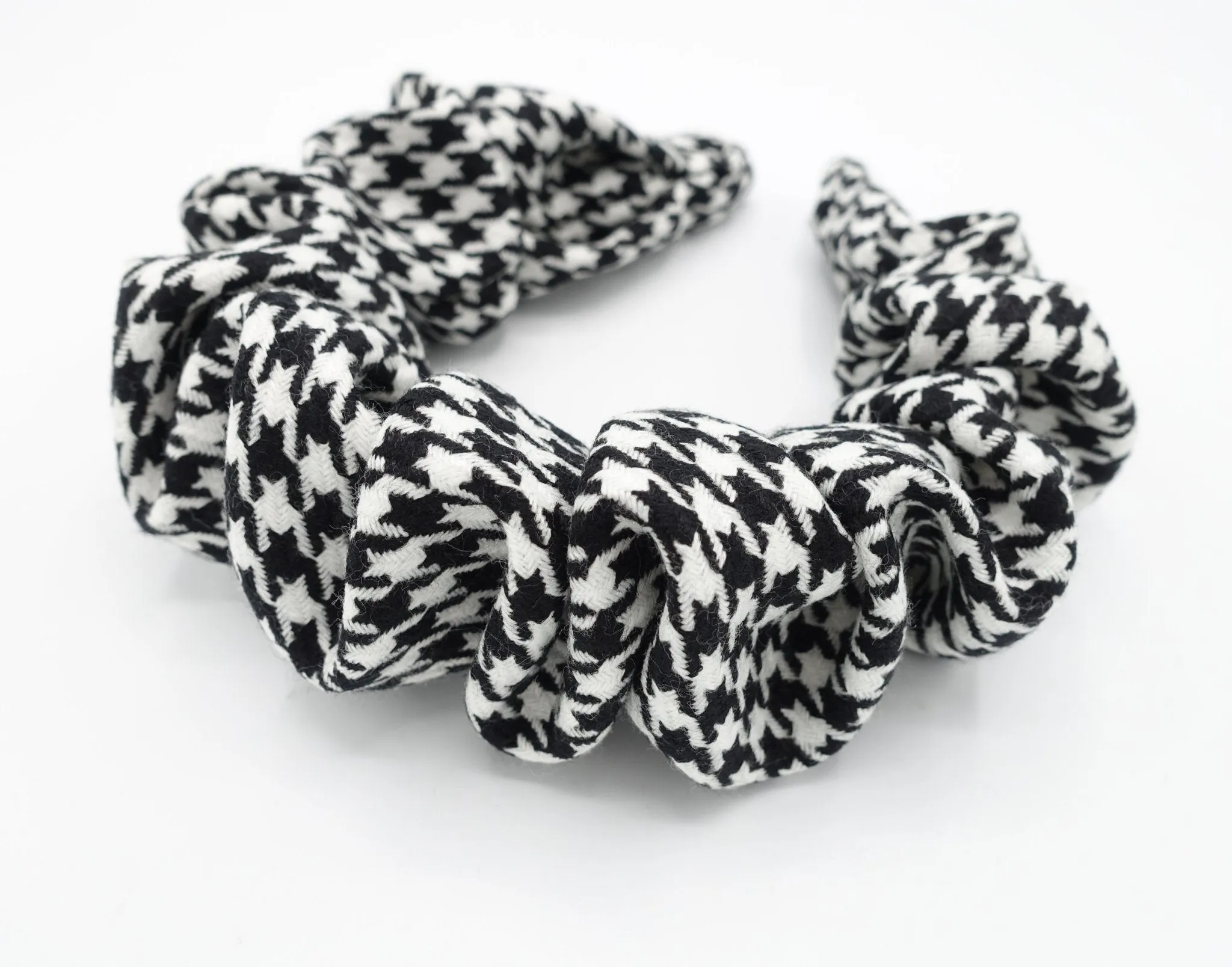 volume wave headband houndstooth check stylish hairband women hair accessories