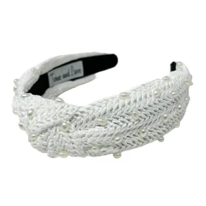 White Raffia Knot Headband