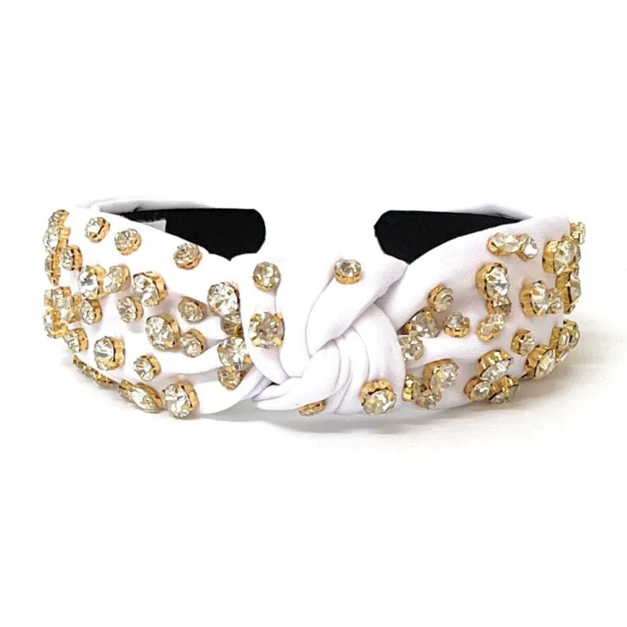 White Sarah Jeweled Knotted Headband