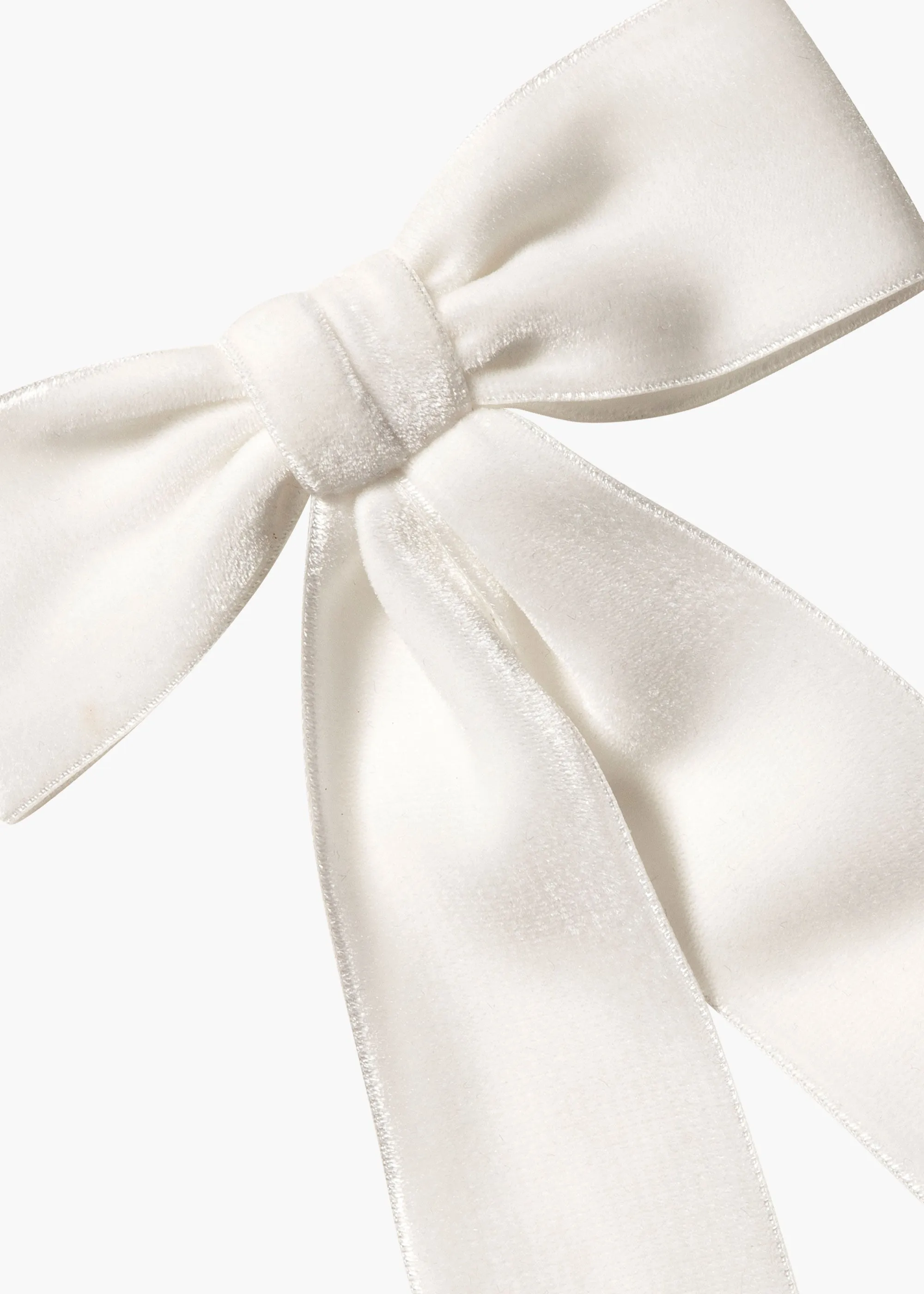 Wide Velvet Bow Barrette -- Cream