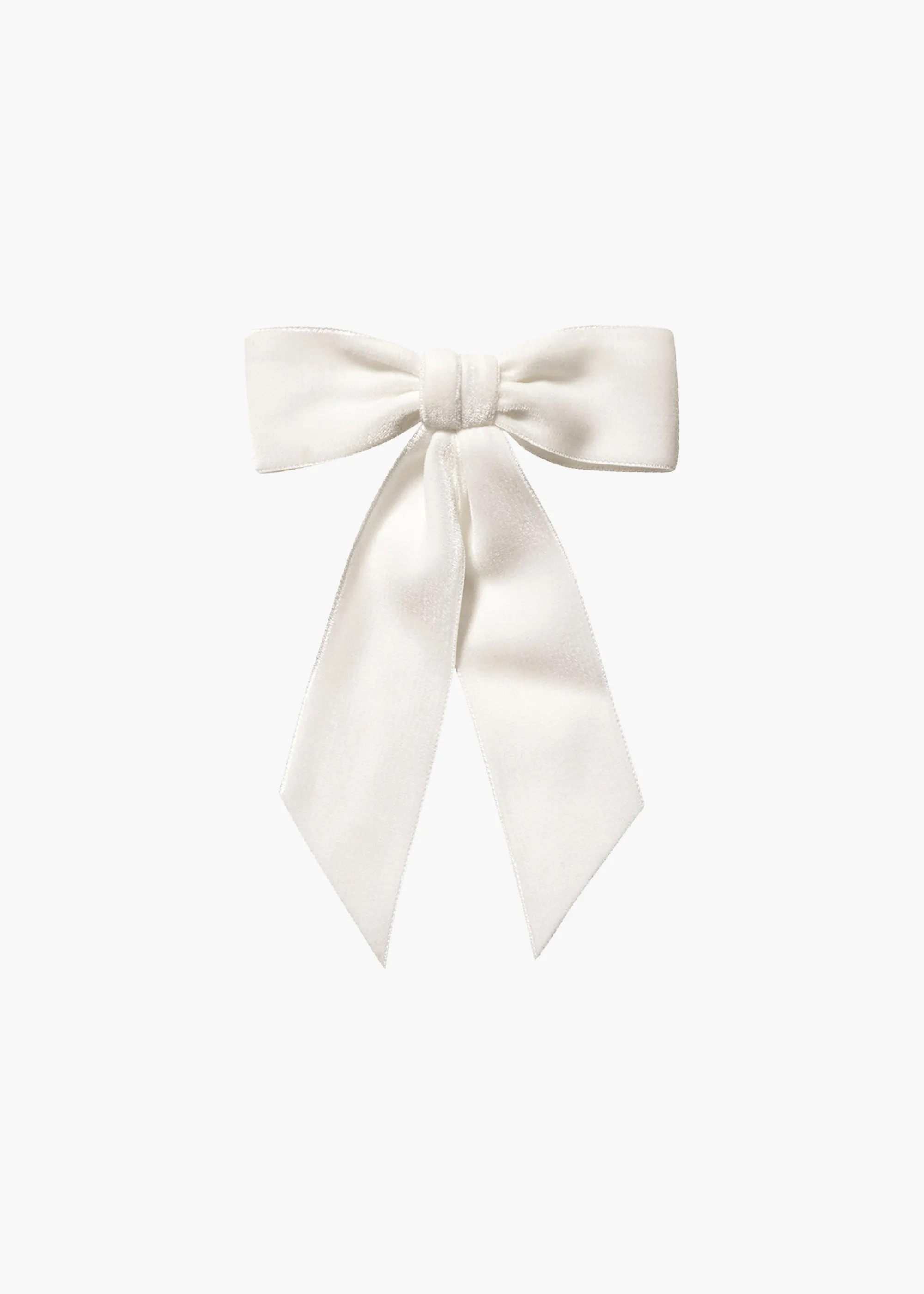 Wide Velvet Bow Barrette -- Cream