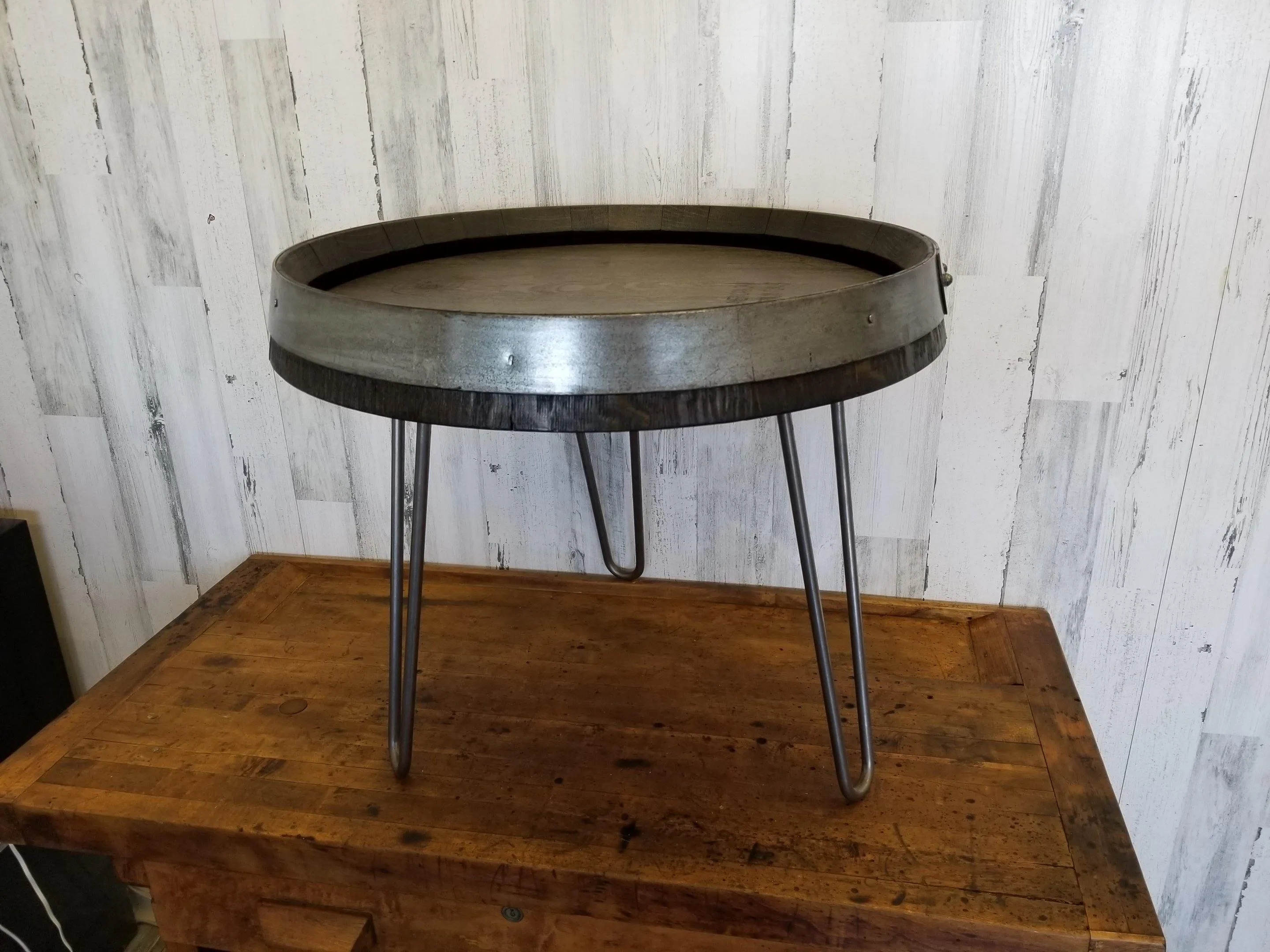 Wine Head Ebony Table with Hairpin Legs