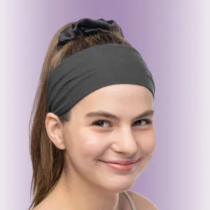 Women's Headbands Cotton Jersey 3" Wide Yoga Fitness Fashion Made in the USA Charcoal