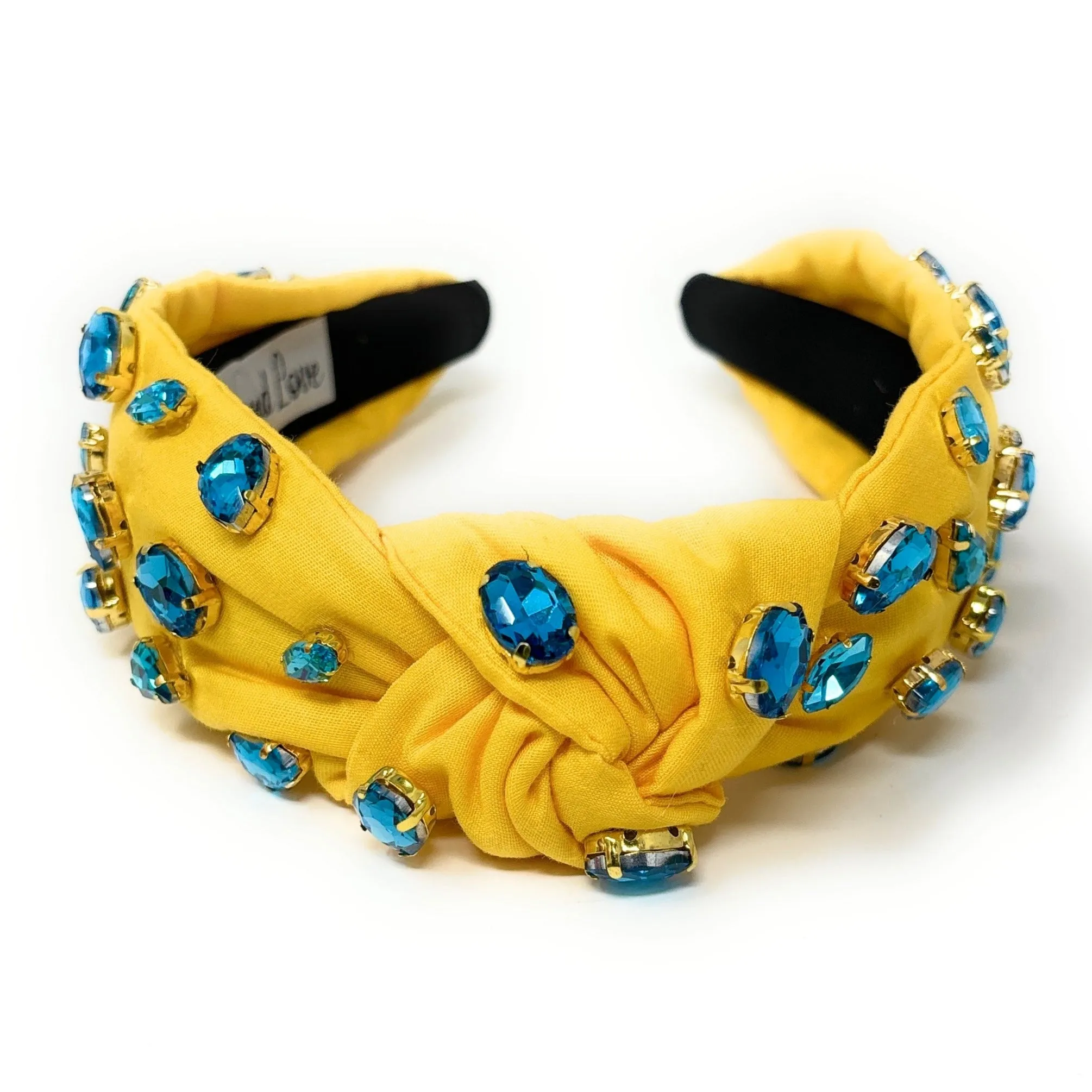 Yellow Blue Jeweled Knot Headband