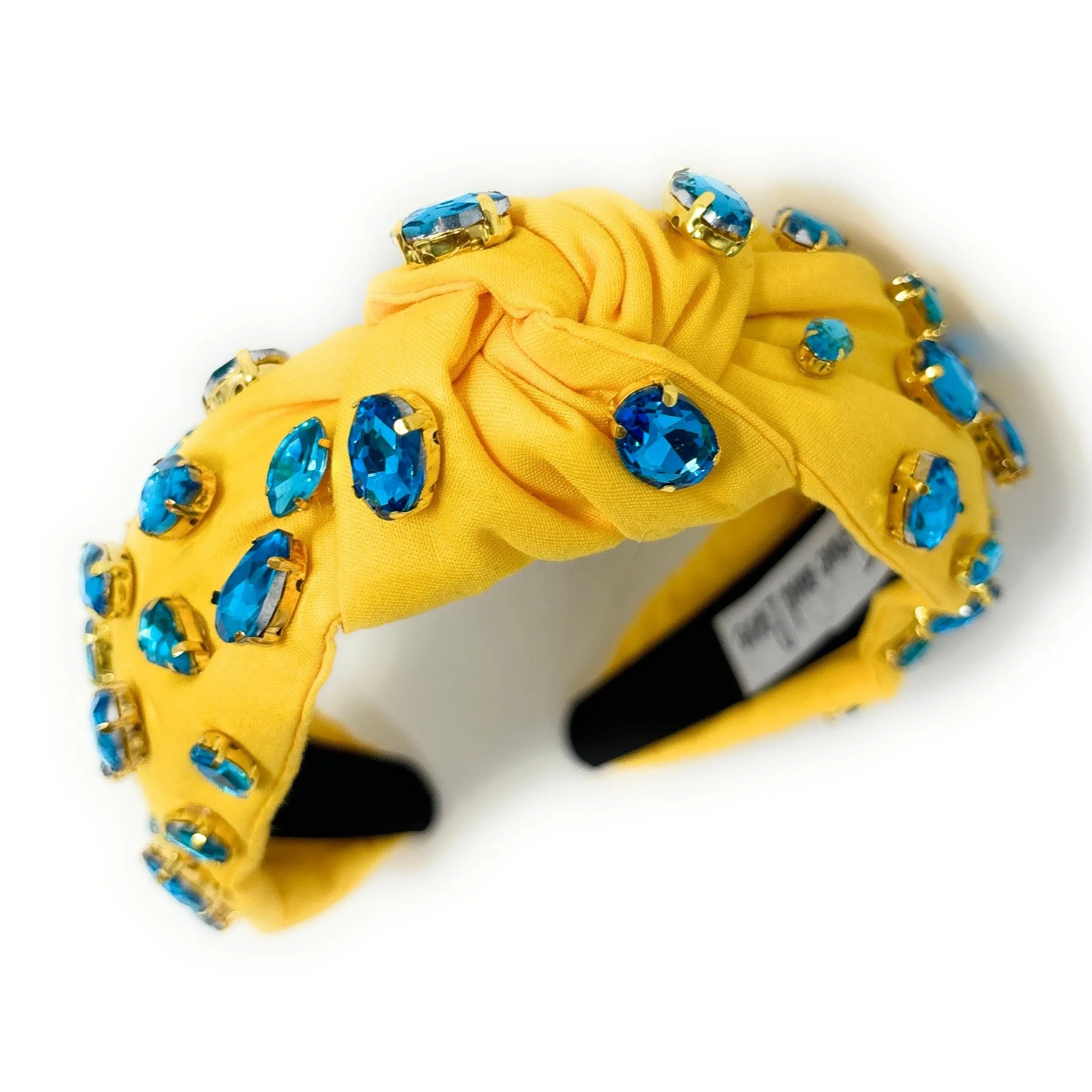 Yellow Blue Jeweled Knot Headband