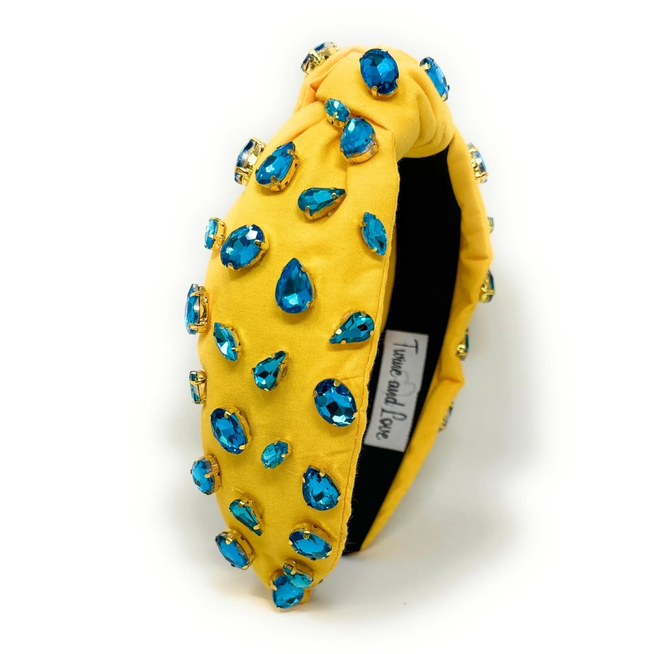 Yellow Blue Jeweled Knot Headband