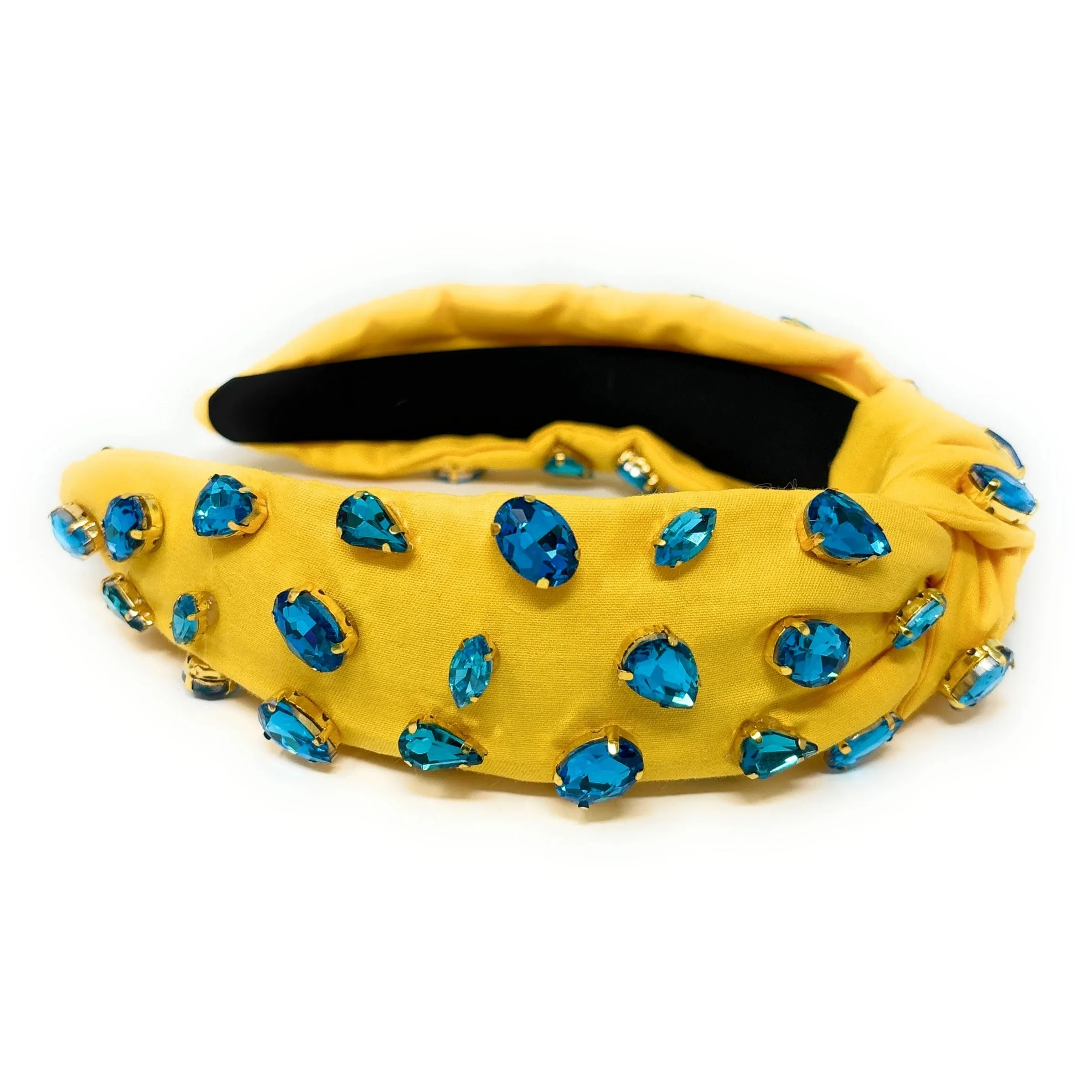 Yellow Blue Jeweled Knot Headband