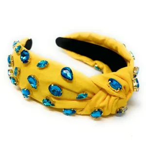 Yellow Blue Jeweled Knot Headband