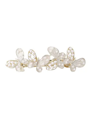 Yellow Chimes Hair Clips for Women Girls Barrette Hair Clips for Women Hair Accessories for Women Butterfly Clip for Women White Pearl French Barrette Hair Clips for Women and Girls Gifts For Women