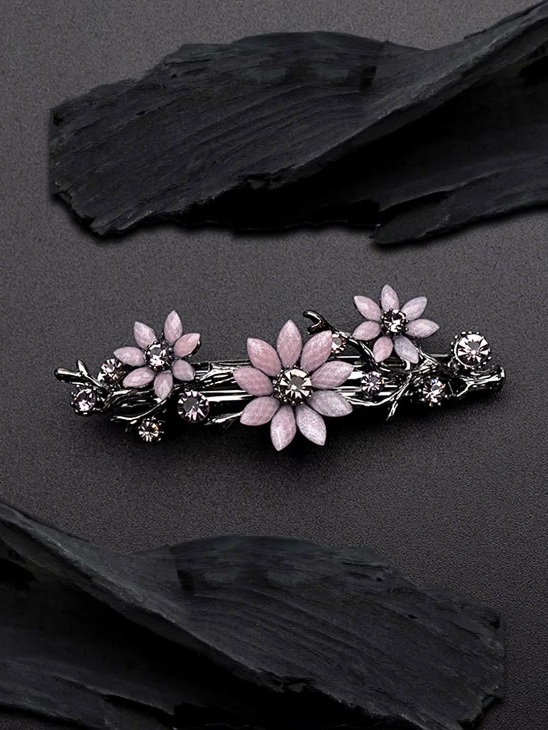 Yellow Chimes Hair Clips for Women Girls Barrette Hair Clips for Women Hair Accessories for Women Floral Clips for Women Purple Crystal French Barrette Hair Clips for Women and Girls Gift For Women & Girls